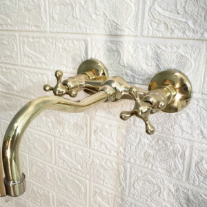 Unlacquered Brass Curved Wall Mounted faucet