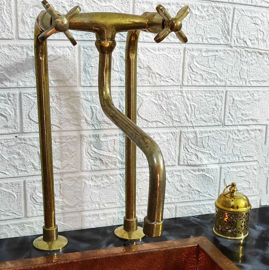 Antique Brass Kitchen Faucet With Long Legs