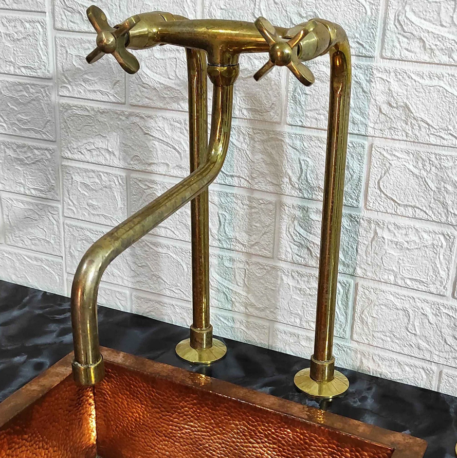 Antique Brass Kitchen Faucet With Long Legs - Image 2