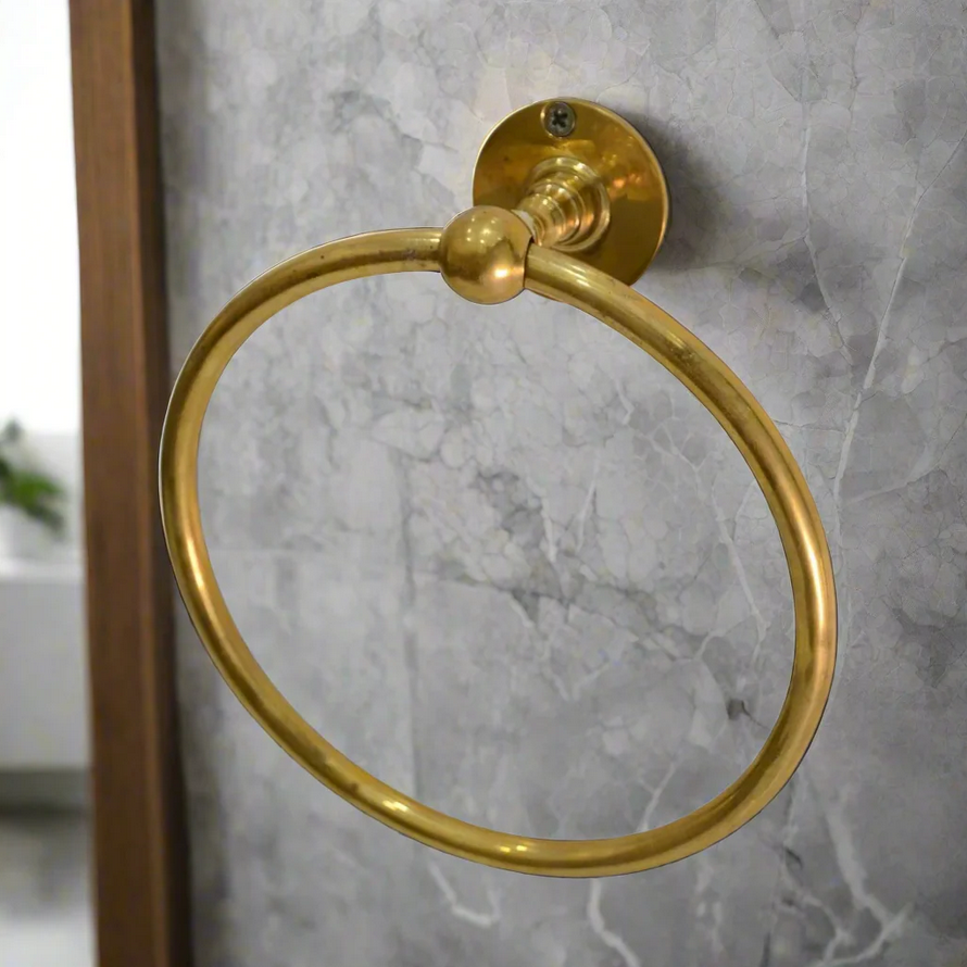 Brass Bathroom Ring Towel Rack - Image 2