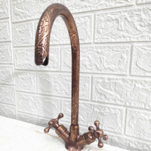 Copper Gooseneck Faucet with Engraved Design