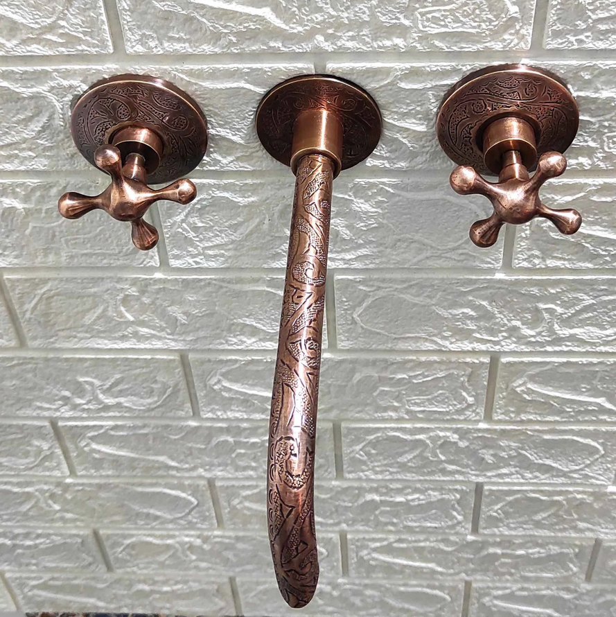 Engraved Copper Wall Mounted Faucet - Image 4