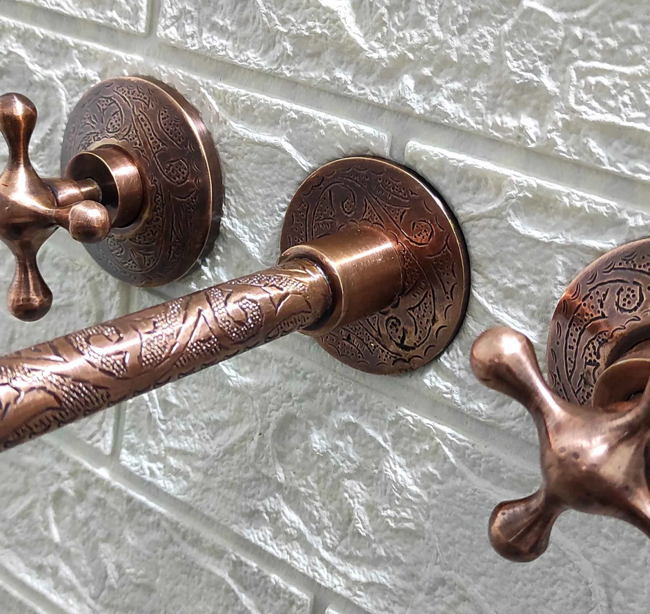 Engraved Copper Wall Mounted Faucet - Image 5