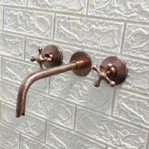 Engraved Copper Wall Mounted Faucet