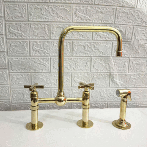 Unlacquered Brass Bridge Kitchen Faucet