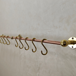 Unlacquered Brass Copper Pot Rail With S Hooks