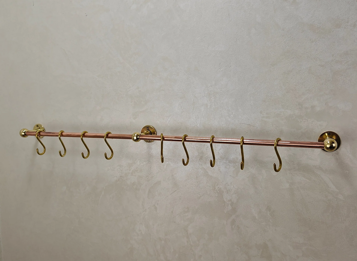 Unlacquered Brass Copper Pot Rail With S Hooks - Image 3