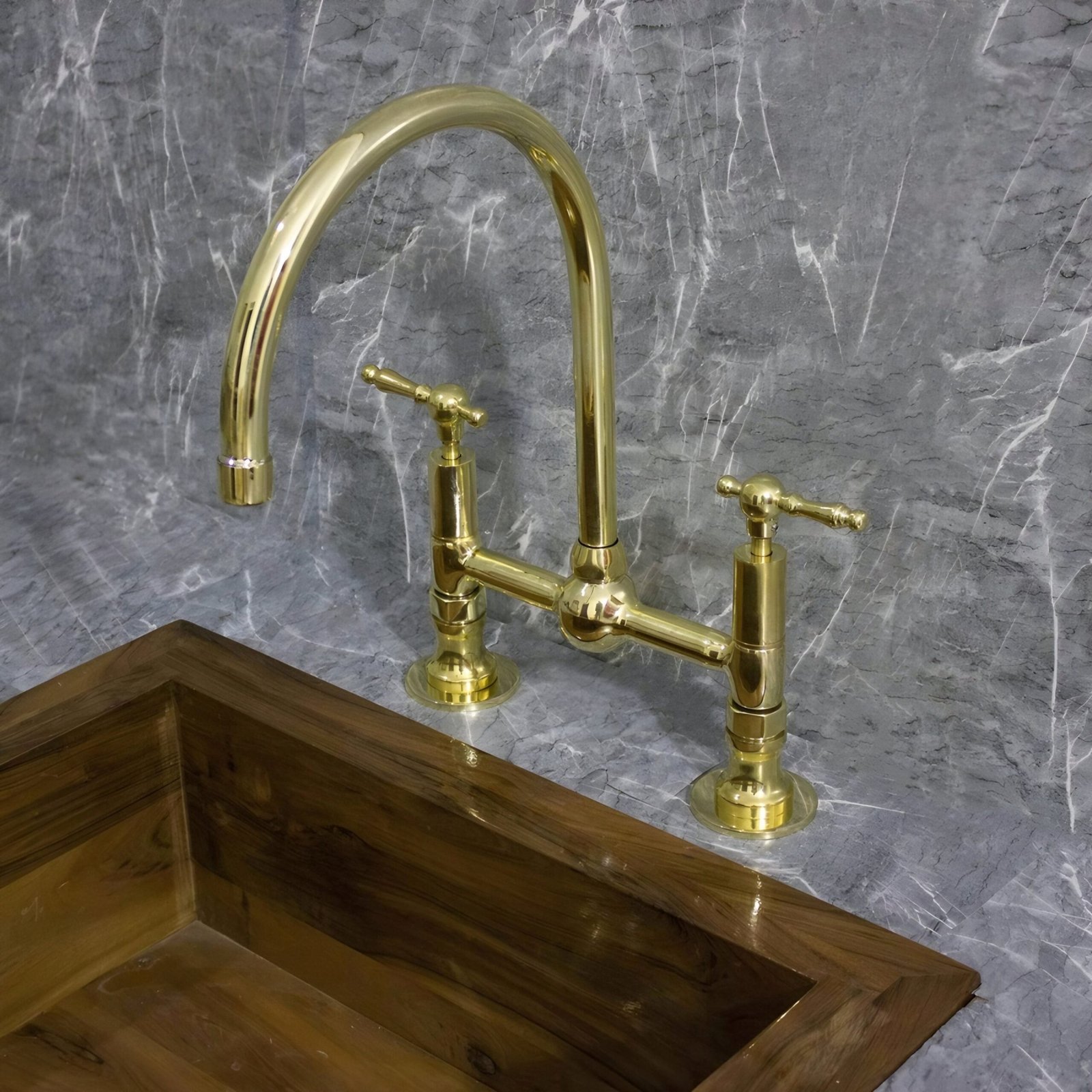 Unlacquered Brass Kitchen Faucet - Image 2