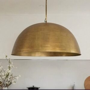 Unlacquered Brass Pendant Light (Round Brass Light Fixture)